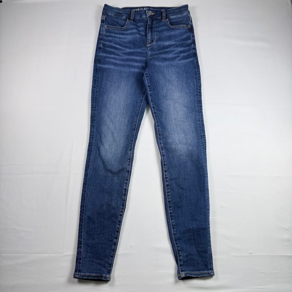 American Eagle Curvy Hi-Rise Jegging Medium Wash Next Level Stretch Jeans 4 Long